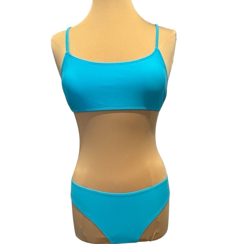 Turquoise Blue solid two piece teen Youth sporty bikini young girls size 14Y